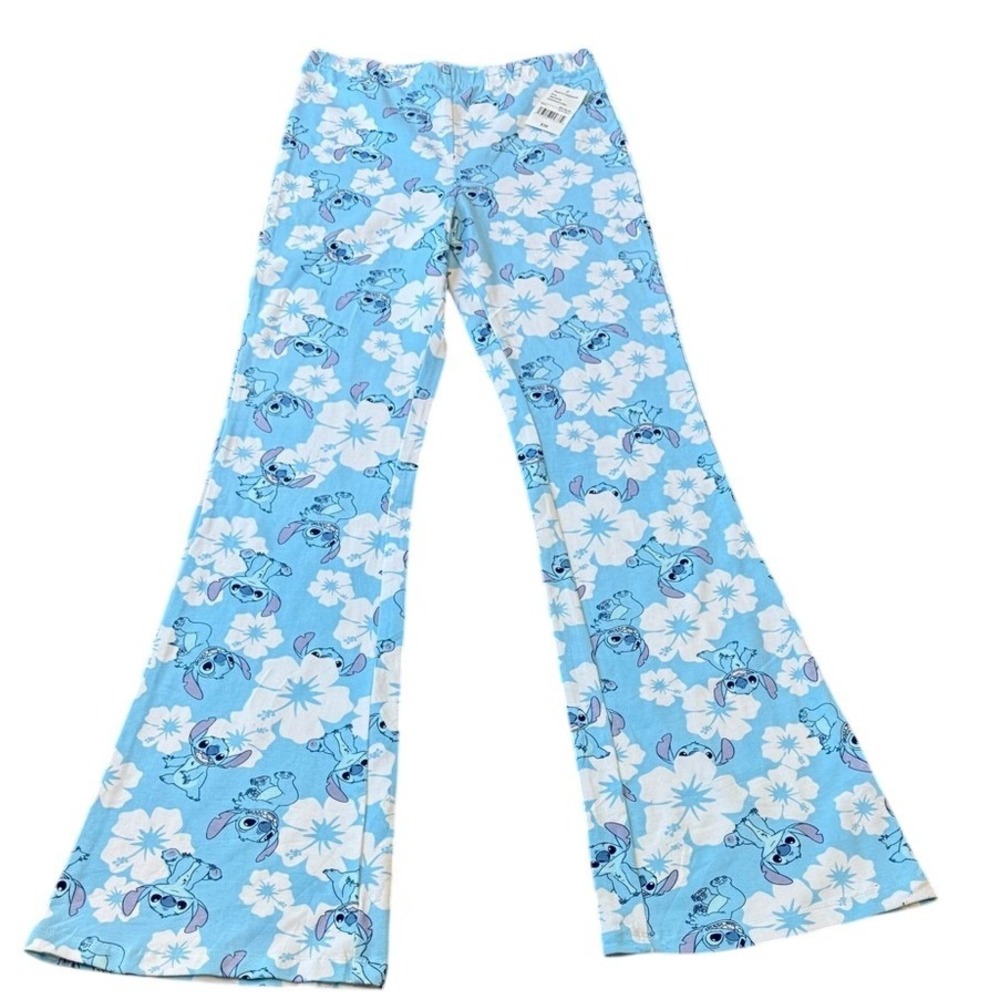 Disney Stitch Hibiscus Flare Lounge Pants Sky Blue Medium NWT J002840JDY17501